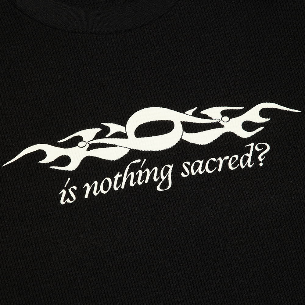 IS NOTHING SACRED? WAFFLE KNIT LONGSLEEVE DETAIL